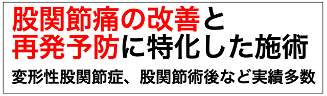 股関節の症状改善と再発予防に特化した施術